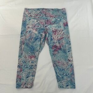 Calvin Klein Performance Womens 3X Marble Swirl Cropped Leggings PF2X6714 Blue